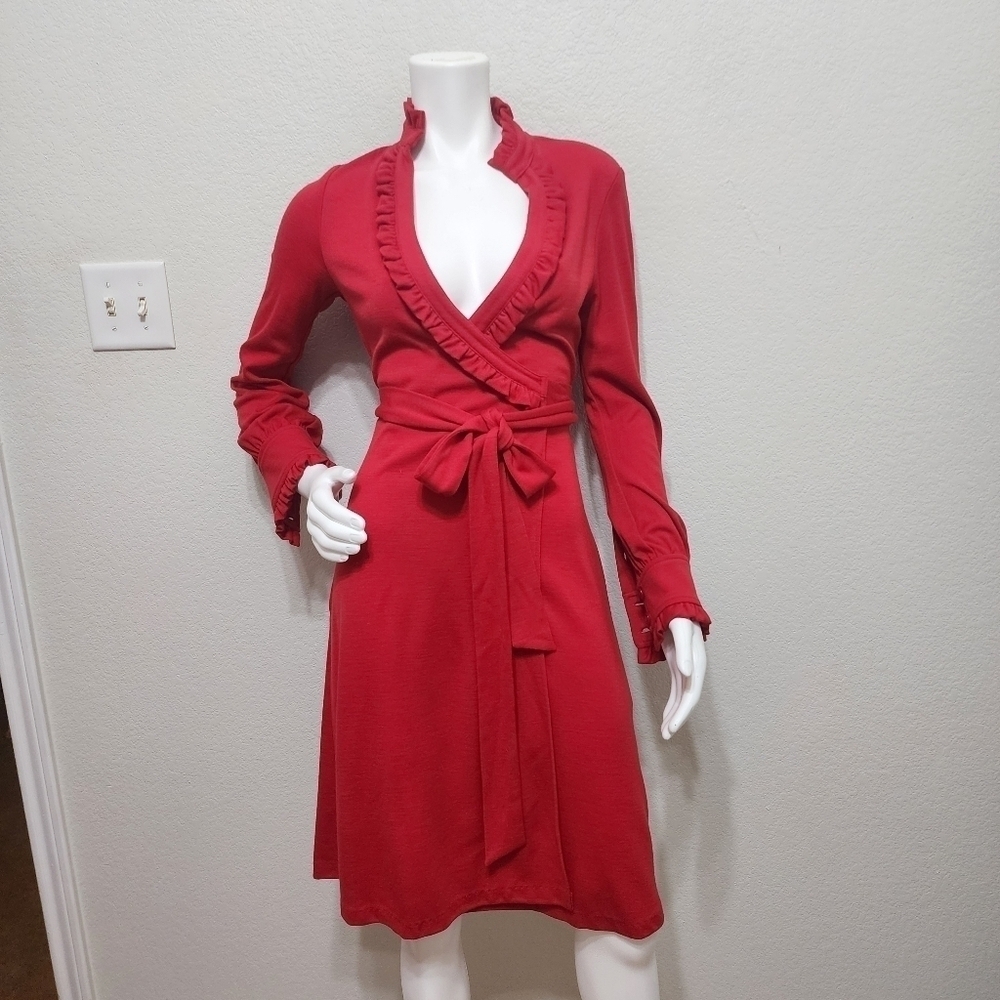 NWT Diane von Furstenberg Wool Wrap Red Dress Size 10